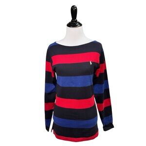 Ralph Lauren Vintage 1980's Women's S Small Knit Top Striped Long Sleeves Fitted